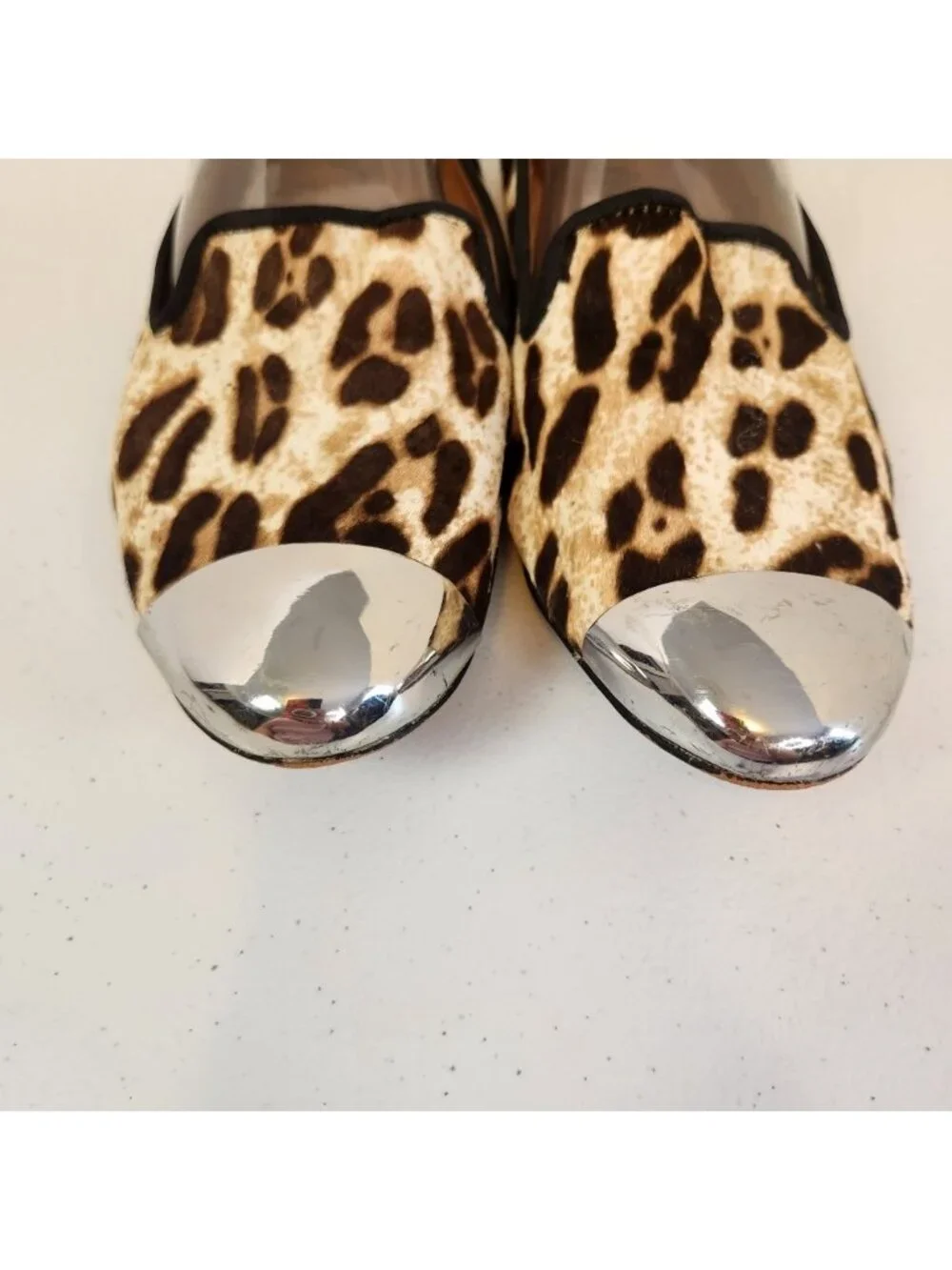 Sam Edelman Aster Womens Shoes Size 9.5 M Calf Hair Leopard Silver Flats Leather